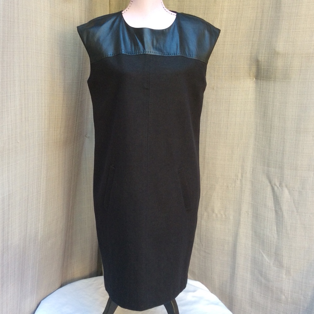 Sinclaire 10 Leather & Wool Sheath Dress